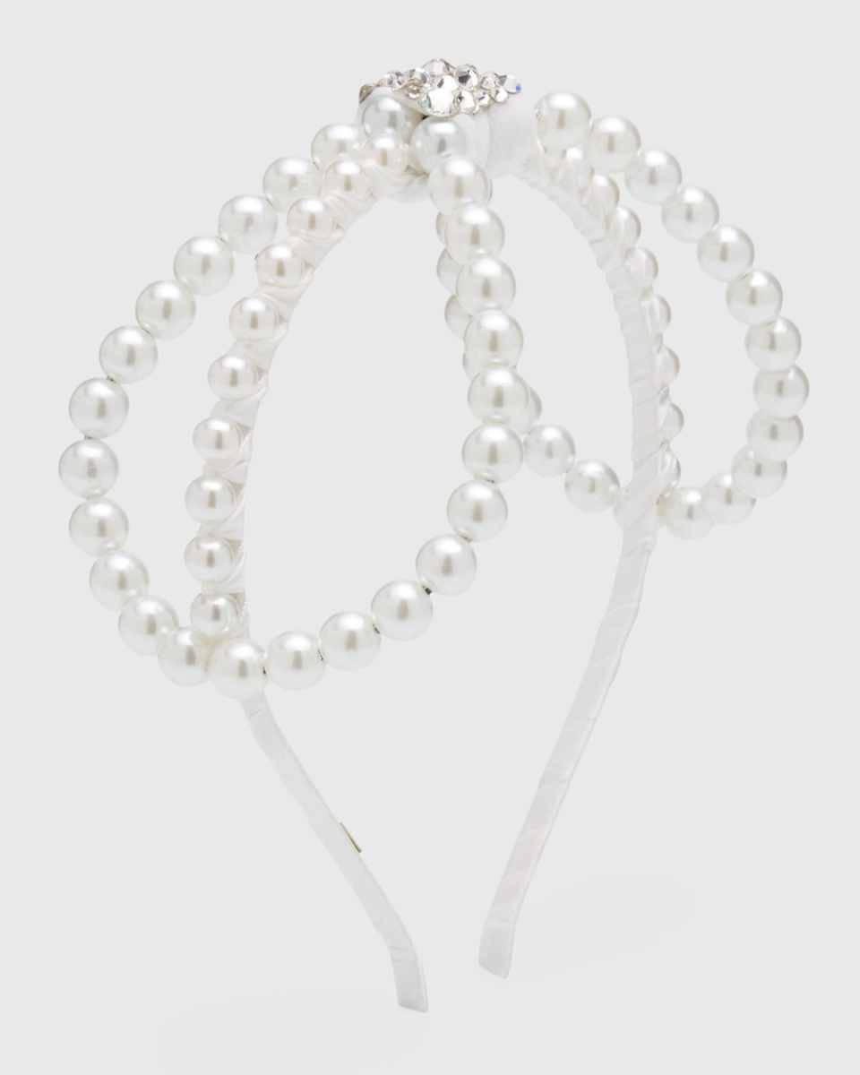 Girl's Faux Pearl Open-Bow Headband