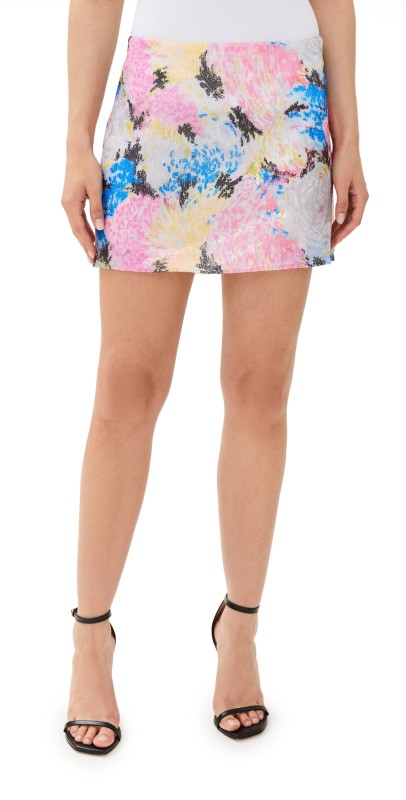 Rosetta Getty Sequin Mesh Mini Skirt Multi