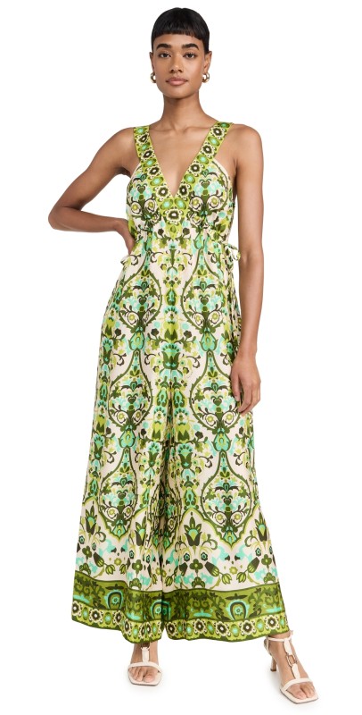 Cara Cara Cassandra Jumpsuit Damask Green