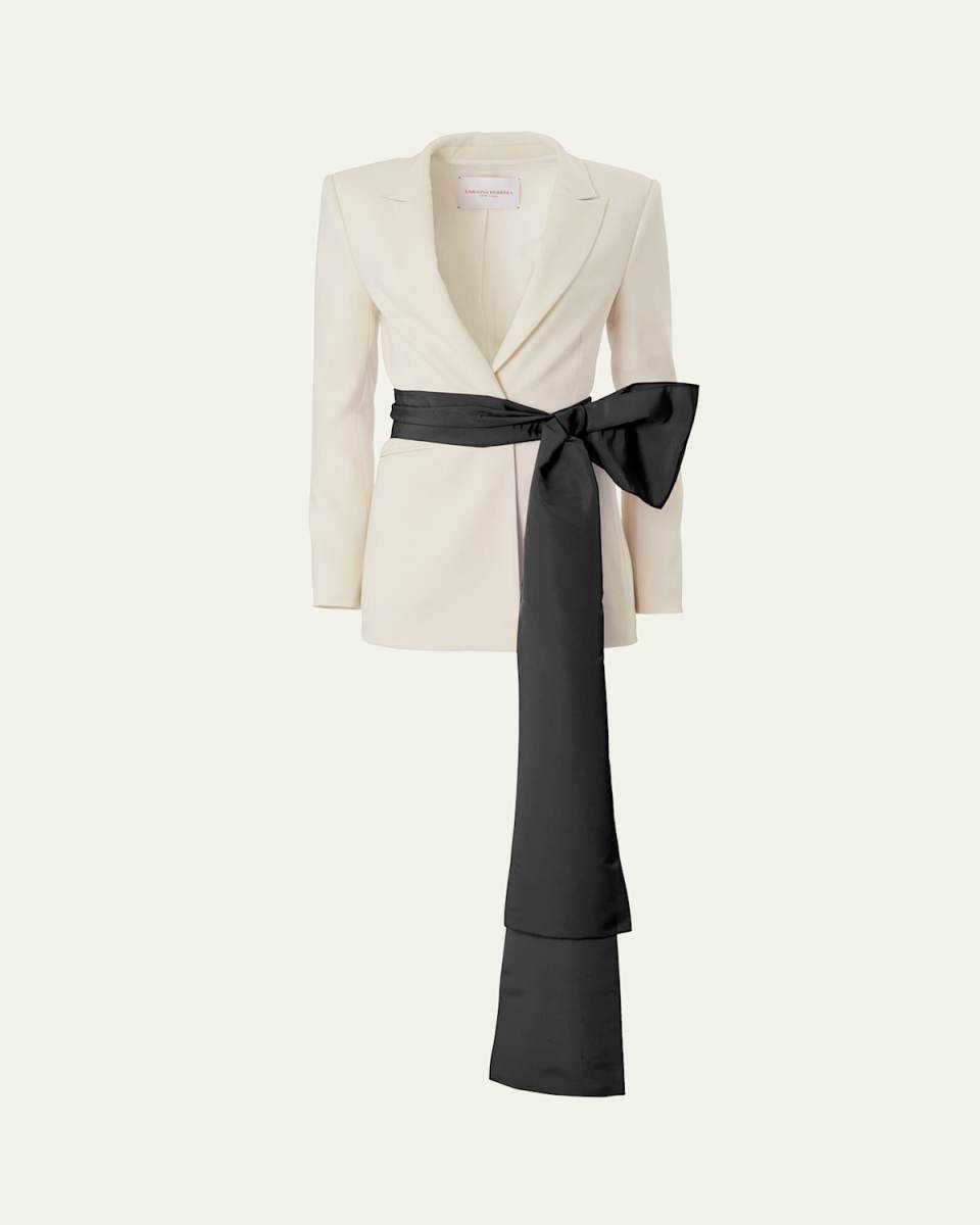 Tailored Blazer Jacket with Removable Faille Sash