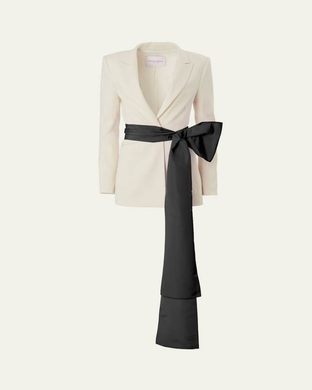 Tailored Blazer Jacket with Removable Faille Sash
