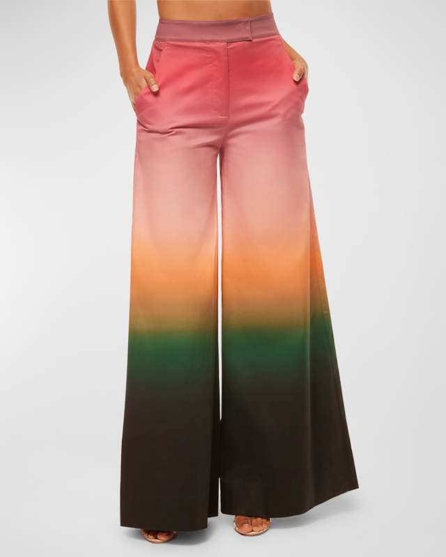 Nico Ombre High-Rise Wide-Leg Poplin Pants