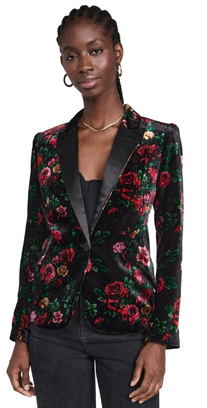 L'AGENCE Chamberlain Blazer Black Multi Vintage Rose
