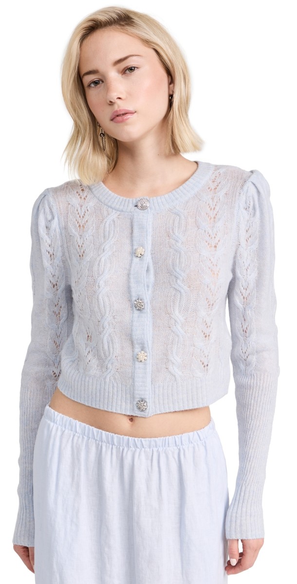 LoveShackFancy Birch Cardigan Bluebell