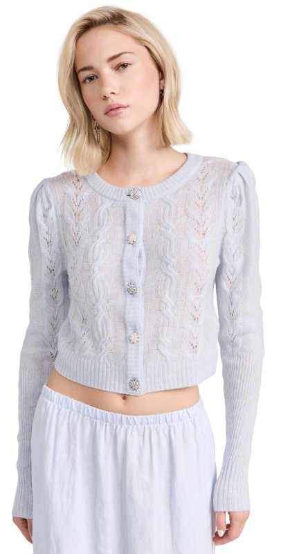 LoveShackFancy Birch Cardigan Bluebell