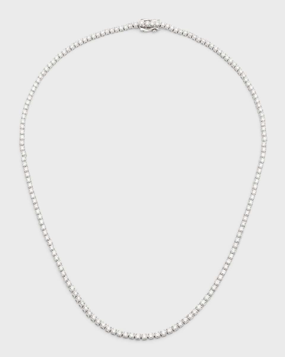 18K White Gold Round Diamond Line Necklace, 16.5"L, 7.0tcw