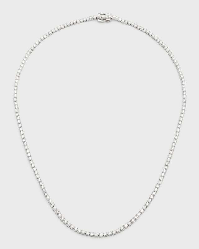 18K White Gold Round Diamond Line Necklace, 16.5"L, 7.0tcw