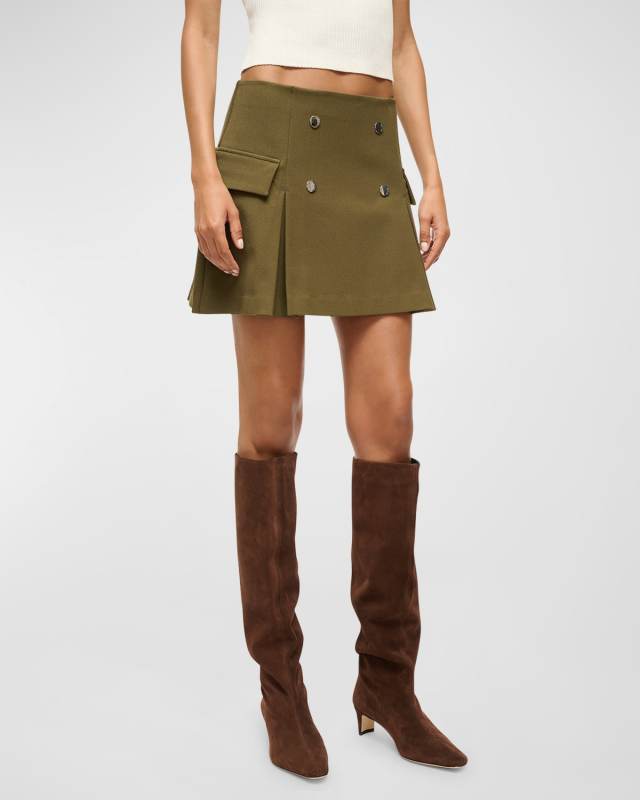 Division Pleated Twill Mini Skirt