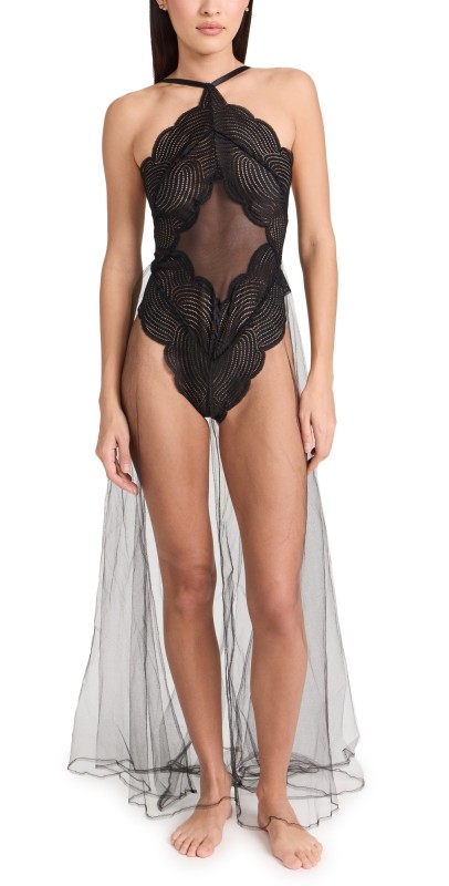 Suzy Black Ash Lace Gown Black