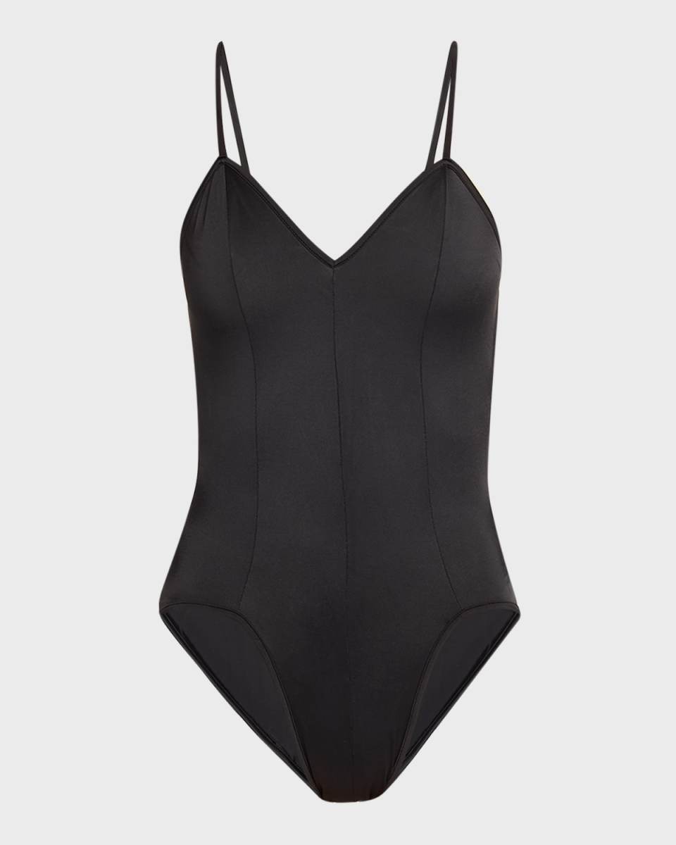 V-Neck One-Piece Swimsuit
