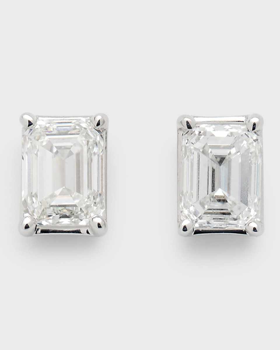 18K White Gold Emerald-Cut Diamond Stud Earrings, 1.0tcw