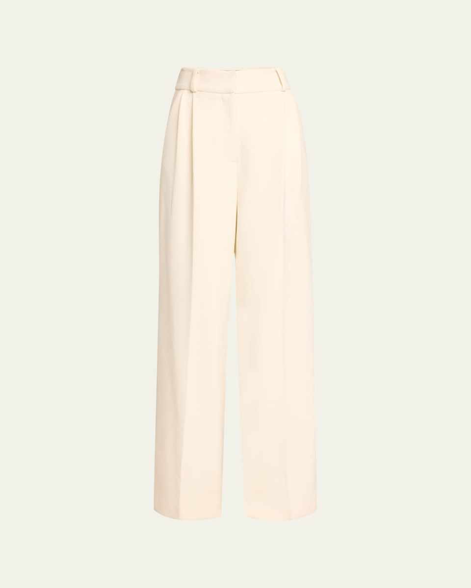 Deep Pleated Wide Leg Wool Pants
