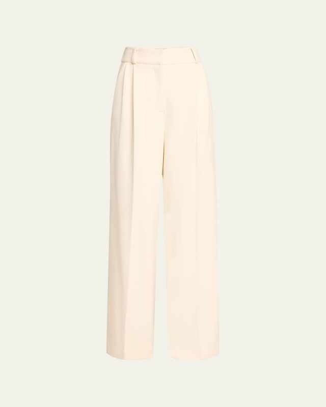 Deep Pleated Wide Leg Wool Pants
