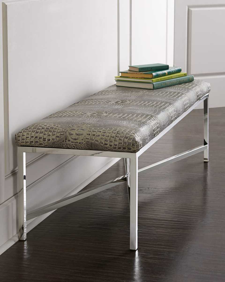 Moreletti Crocodile-Embossed Bench