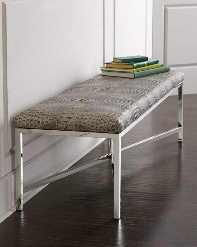 Moreletti Crocodile-Embossed Bench