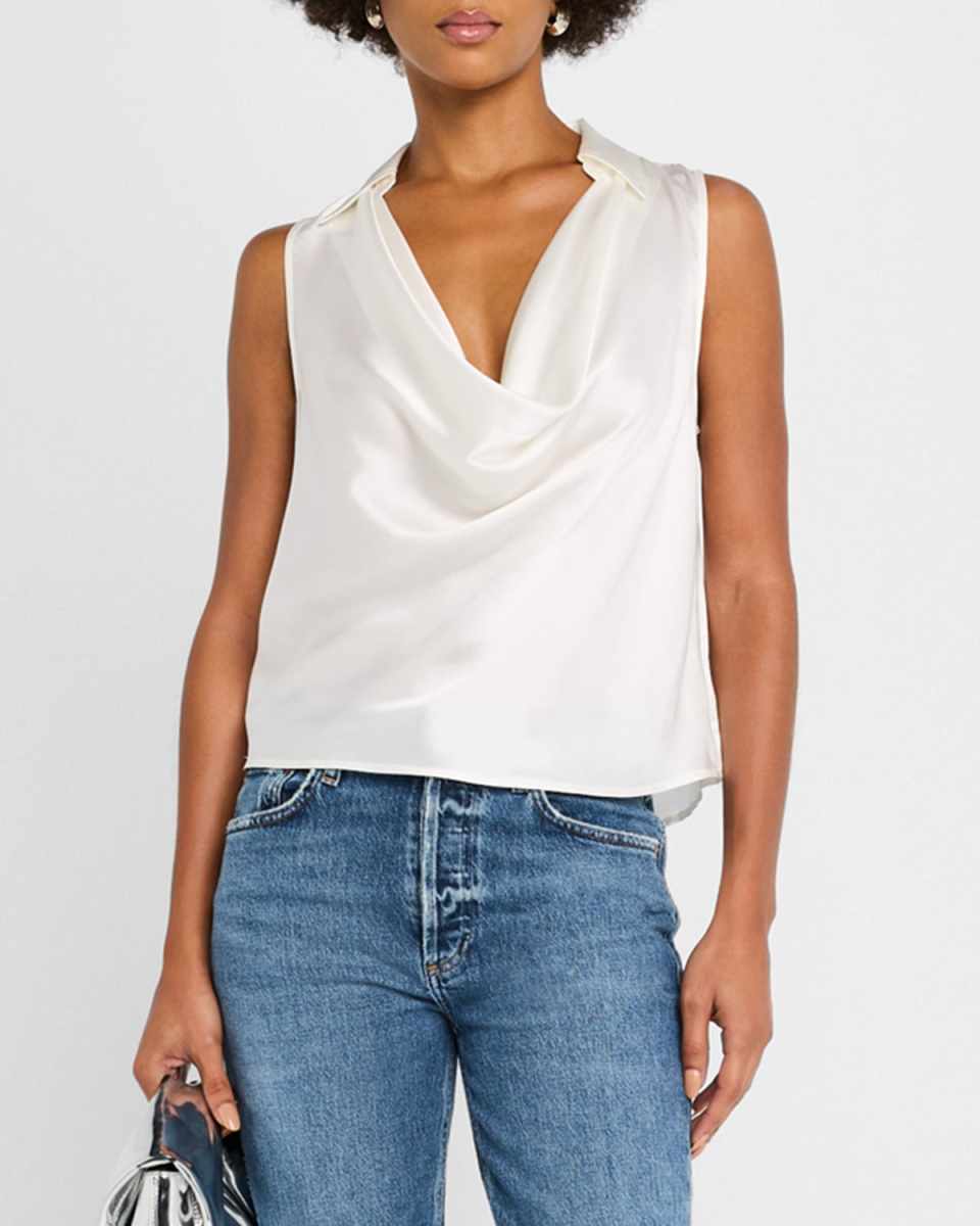 Colter Cowl-Neck Silk Blous