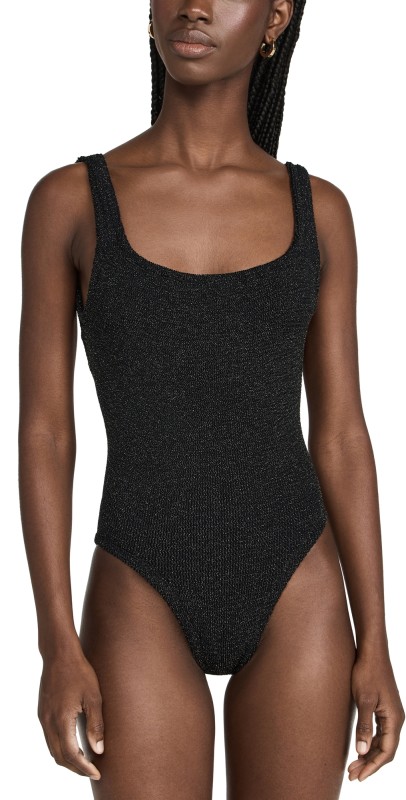 Hunza G Square Neck Swimsuit Black/Gold