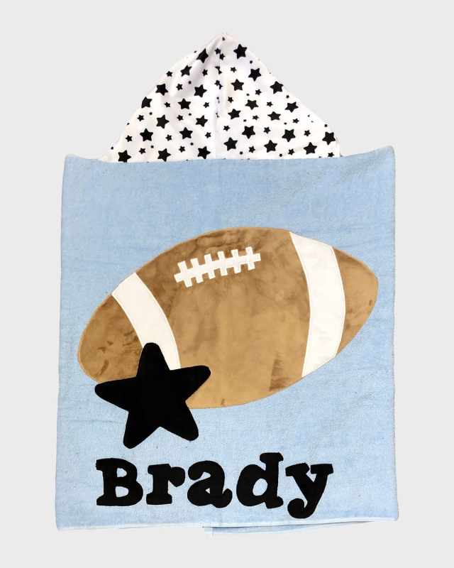 Kid's Football Star-Print Hooded Towel, Personalized