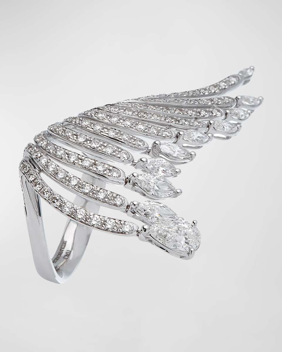 18K White Gold Ring with Multi Row Diamonds