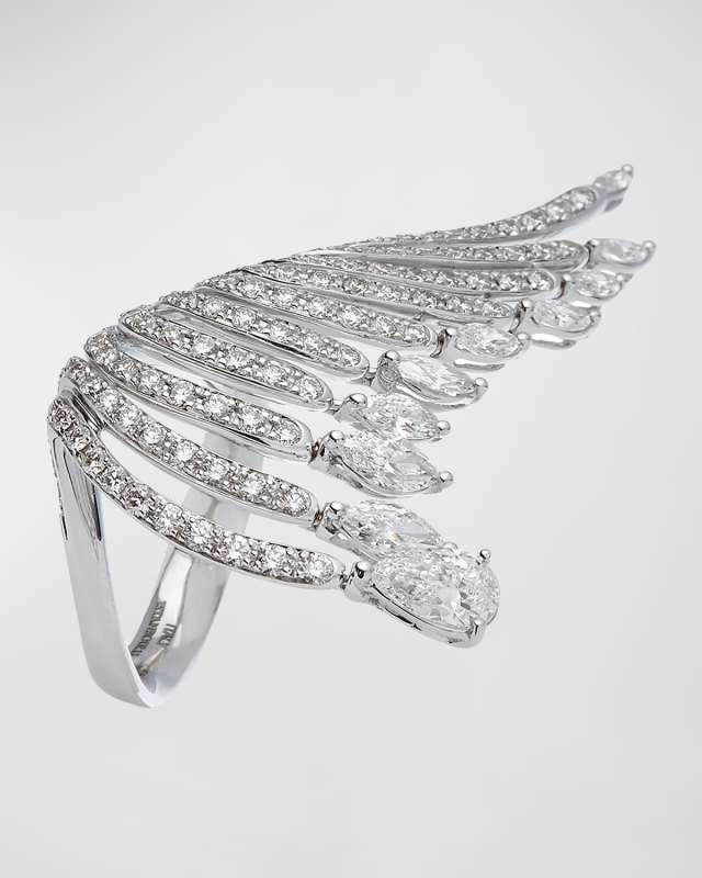 18K White Gold Ring with Multi Row Diamonds
