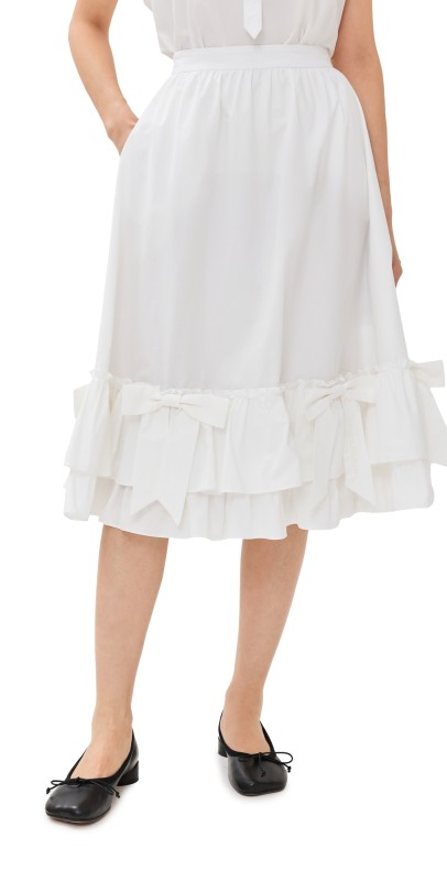 Tanner Fletcher Lizette Ruffle Bow Skirt White