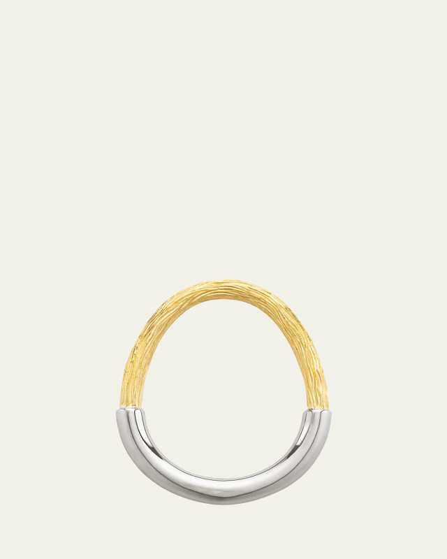 18K Yellow and White Gold Riviera Chasing Band Ring