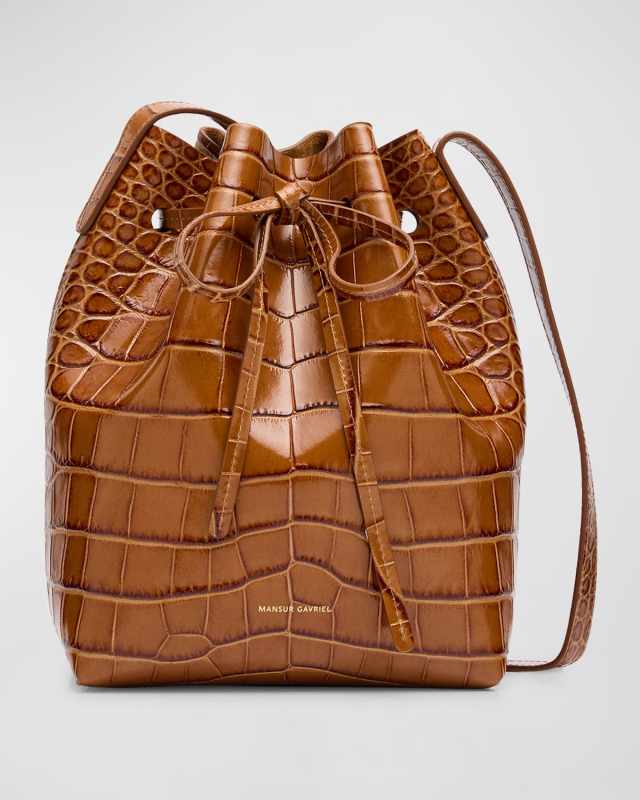 Mini Croc-Embossed Bucket Bag