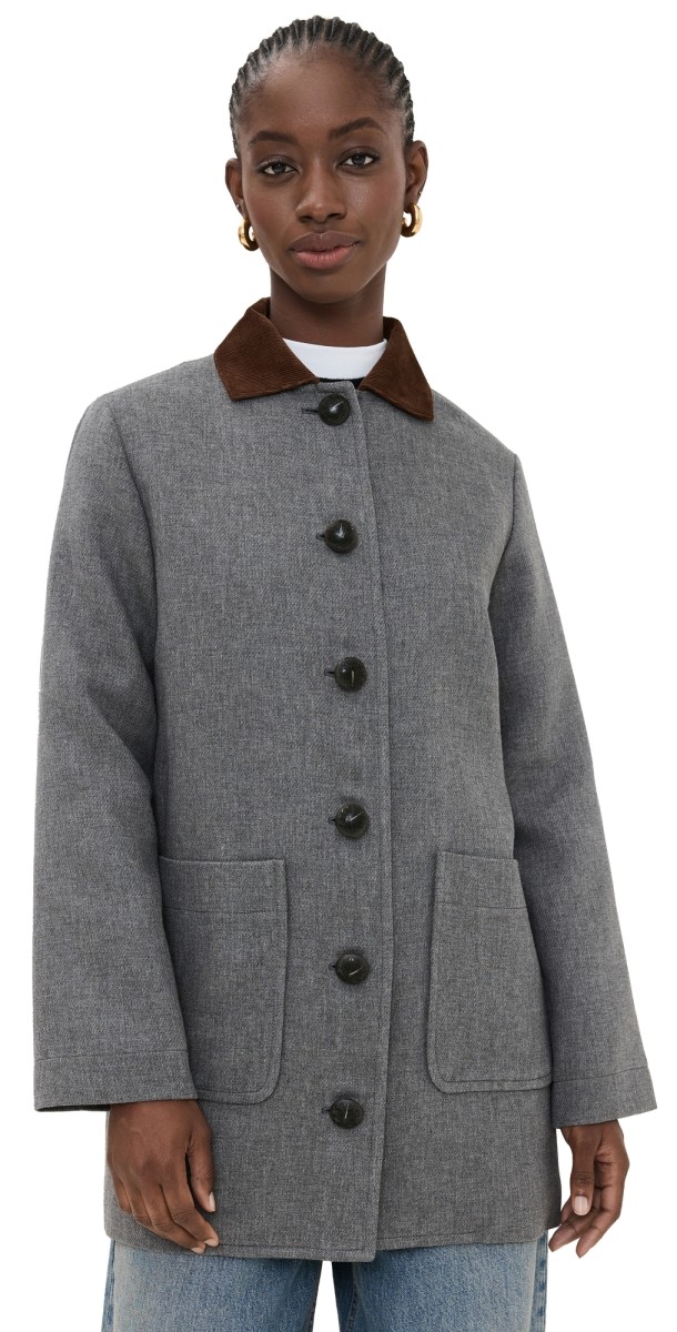 Veronica Beard Freya Dickey Coat Medium Heather Grey