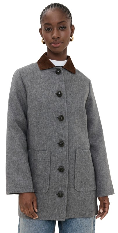 Veronica Beard Freya Dickey Coat Medium Heather Grey