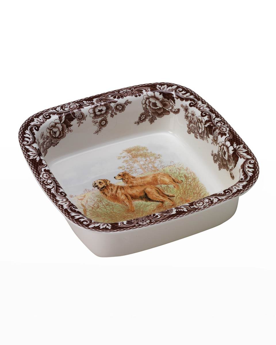 Woodland Hunting Dogs Square Dish