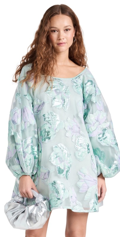 Arianne Elmy Sky Blue Magnolia Floral Organza Good Luck Dress Sky Blue