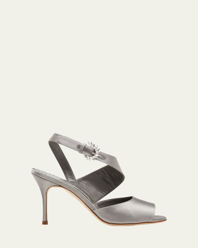 Havelopa Crystal-Buckle Silk Sandals