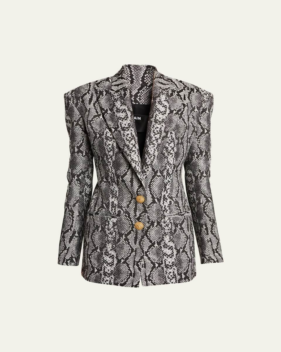 Python-Print 2 Button Fitted Blazer