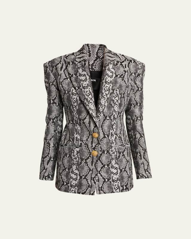 Python-Print 2 Button Fitted Blazer