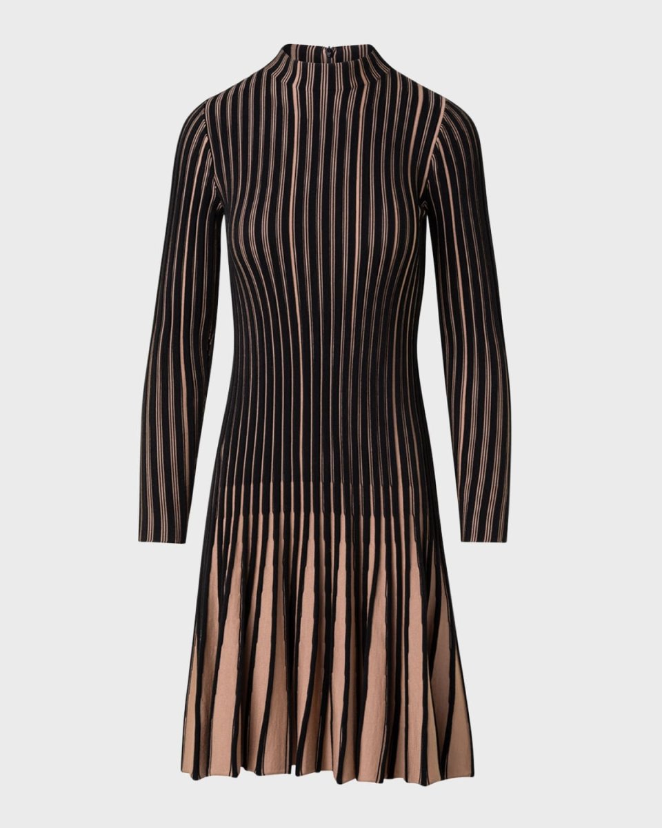 Ribbed Fit-Flare Wool Dress