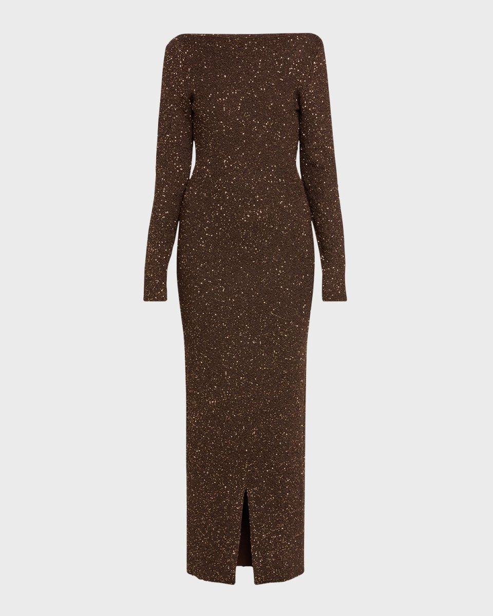 Sequin Maxi Dress with Low-Cut Back