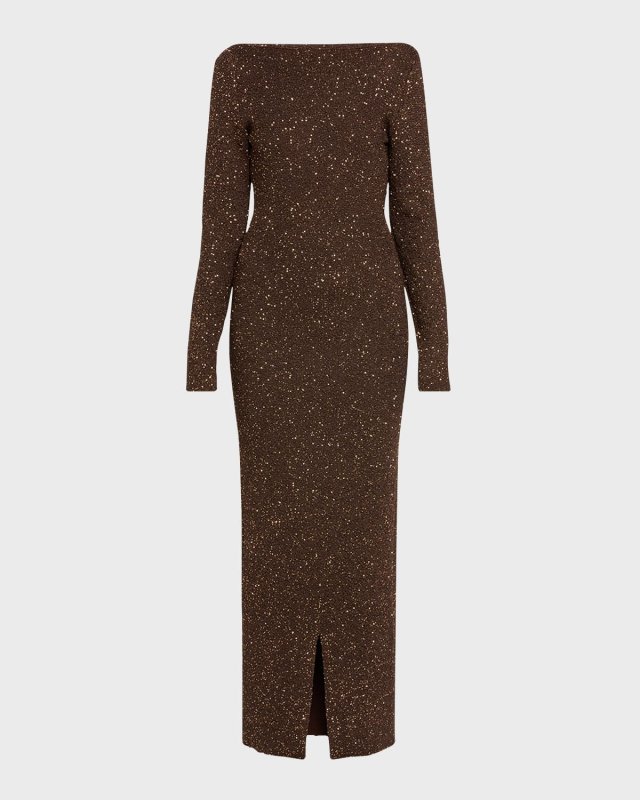 Sequin Maxi Dress with Low-Cut Back