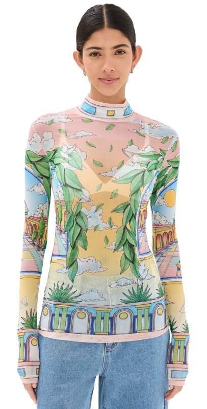 Casablanca Printed Mesh Top Paysage Ideal