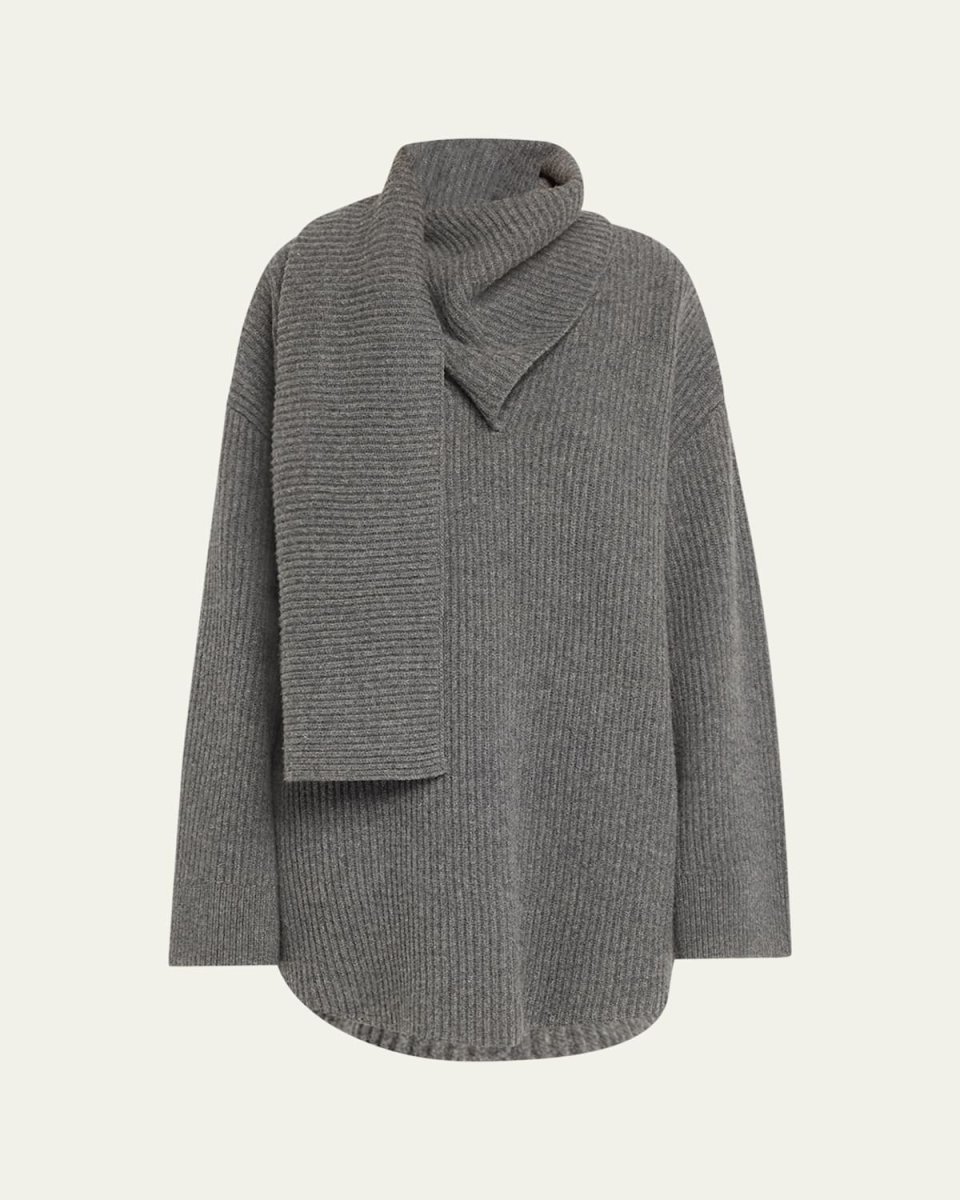 Long Oversized Scarf Knit Wool Sweater