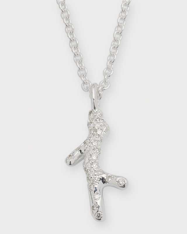Mini Reef Branch Pendant Necklace in Sterling Silver with Diamonds