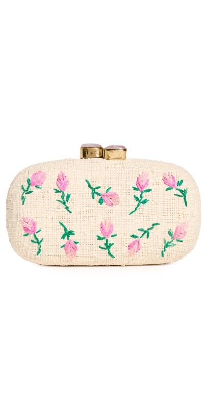 PAMELA MUNSON Rosebud Clutch Natural/Pink