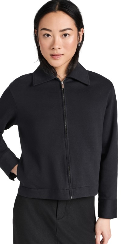 Vince Zip Up Collared Jacket Black