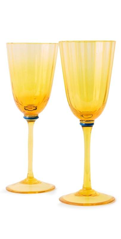 La Double J Wine Rainbow Glasses Set of 2 Yellow