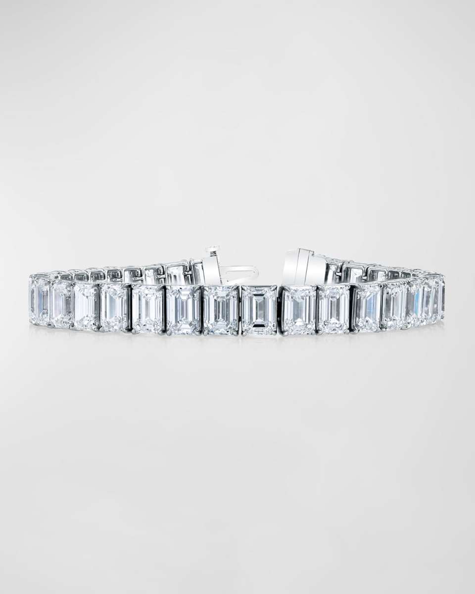 Platinum North-South Prong-Set Diamond Tennis Bracelet, 15.50tcw, 7"L