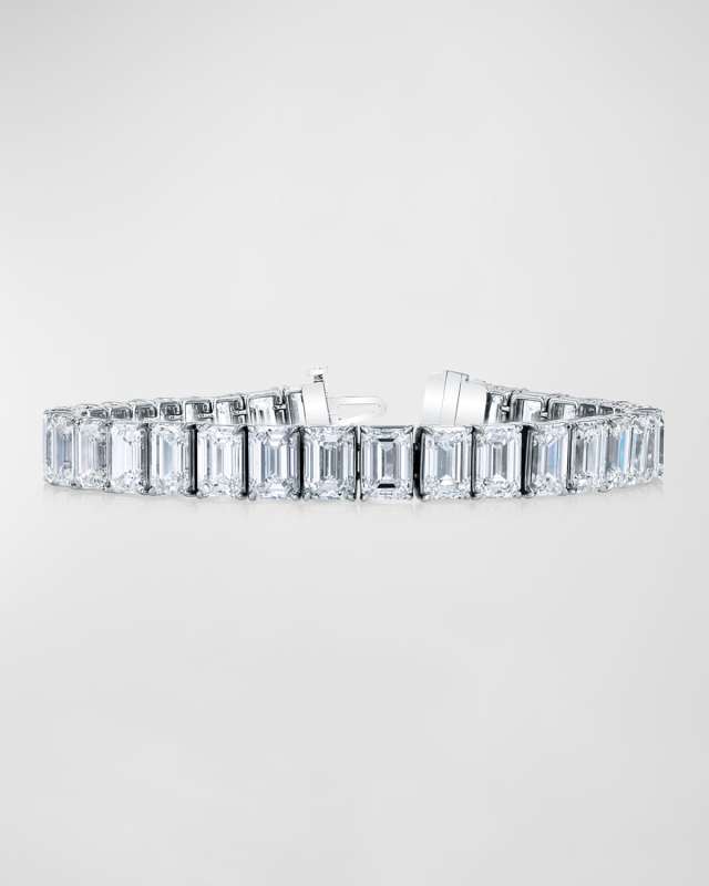 Platinum North-South Prong-Set Diamond Tennis Bracelet, 15.50tcw, 7"L