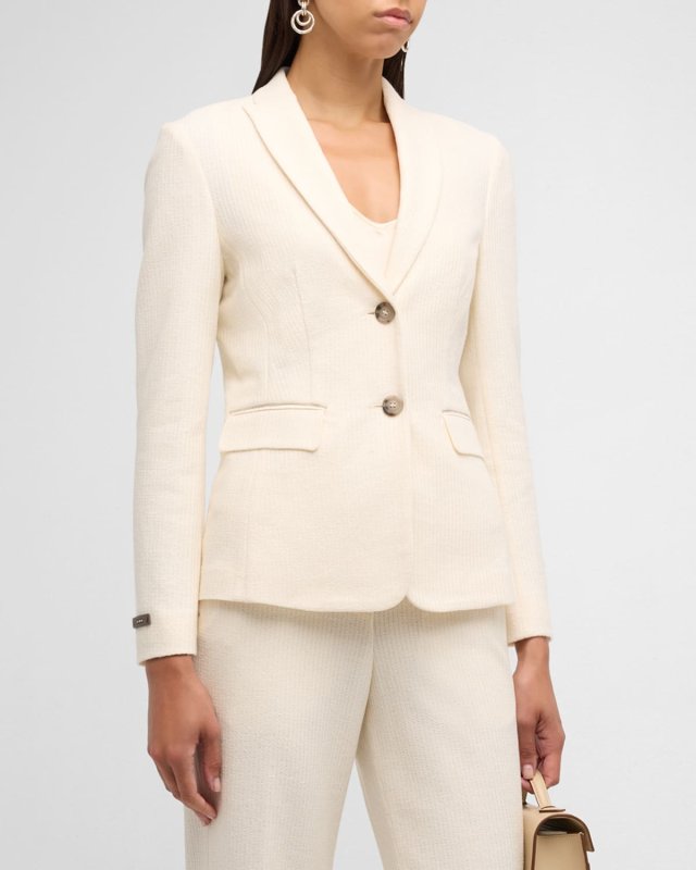 Peak-Lapel Single-Breasted Jersey Blazer