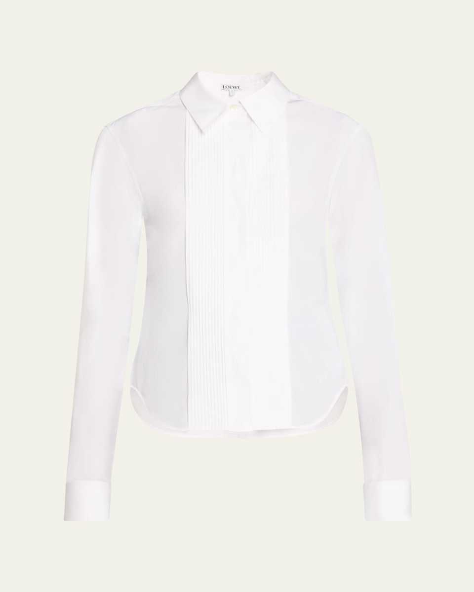 Pleated Bib-Front Blouse