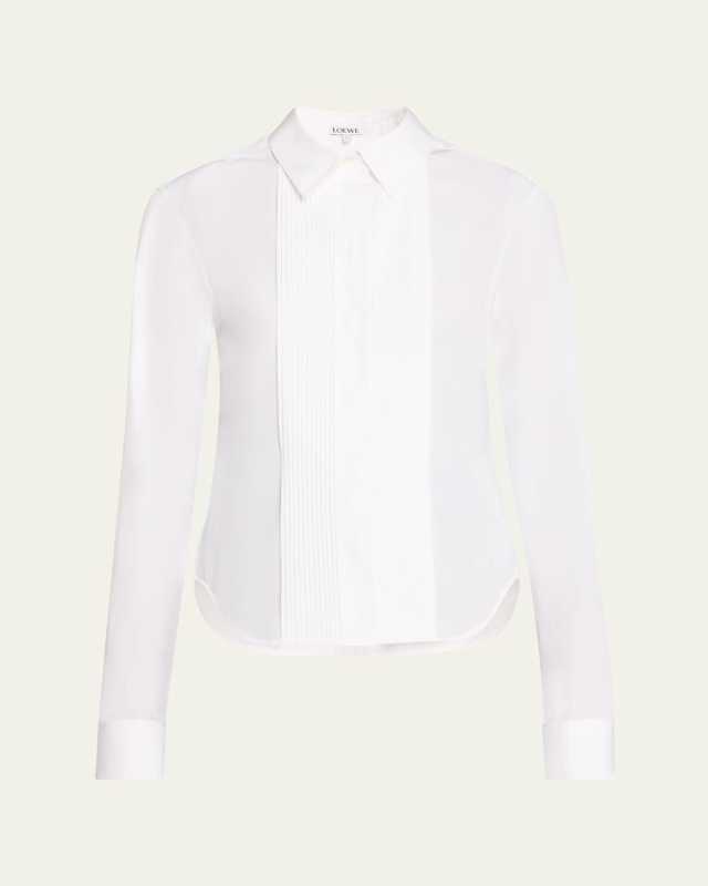 Pleated Bib-Front Blouse