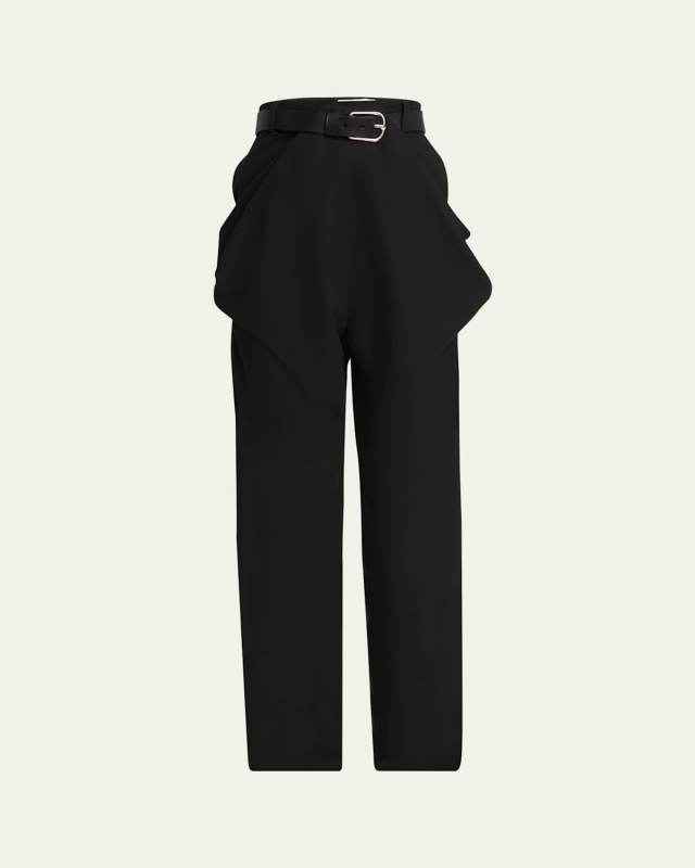 Draped Straight-Leg Trousers