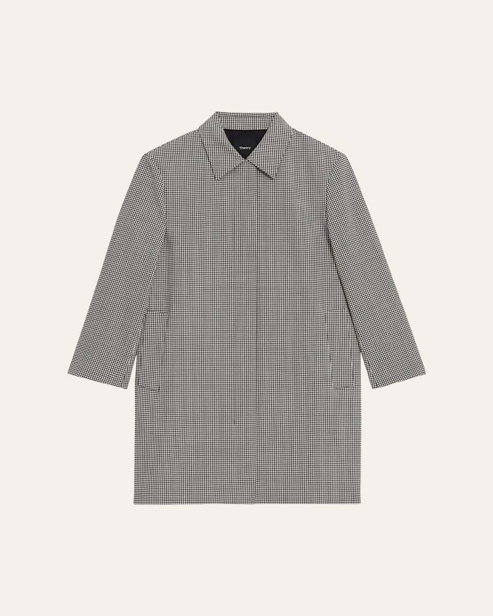 Wool-Blend Check Car Coat